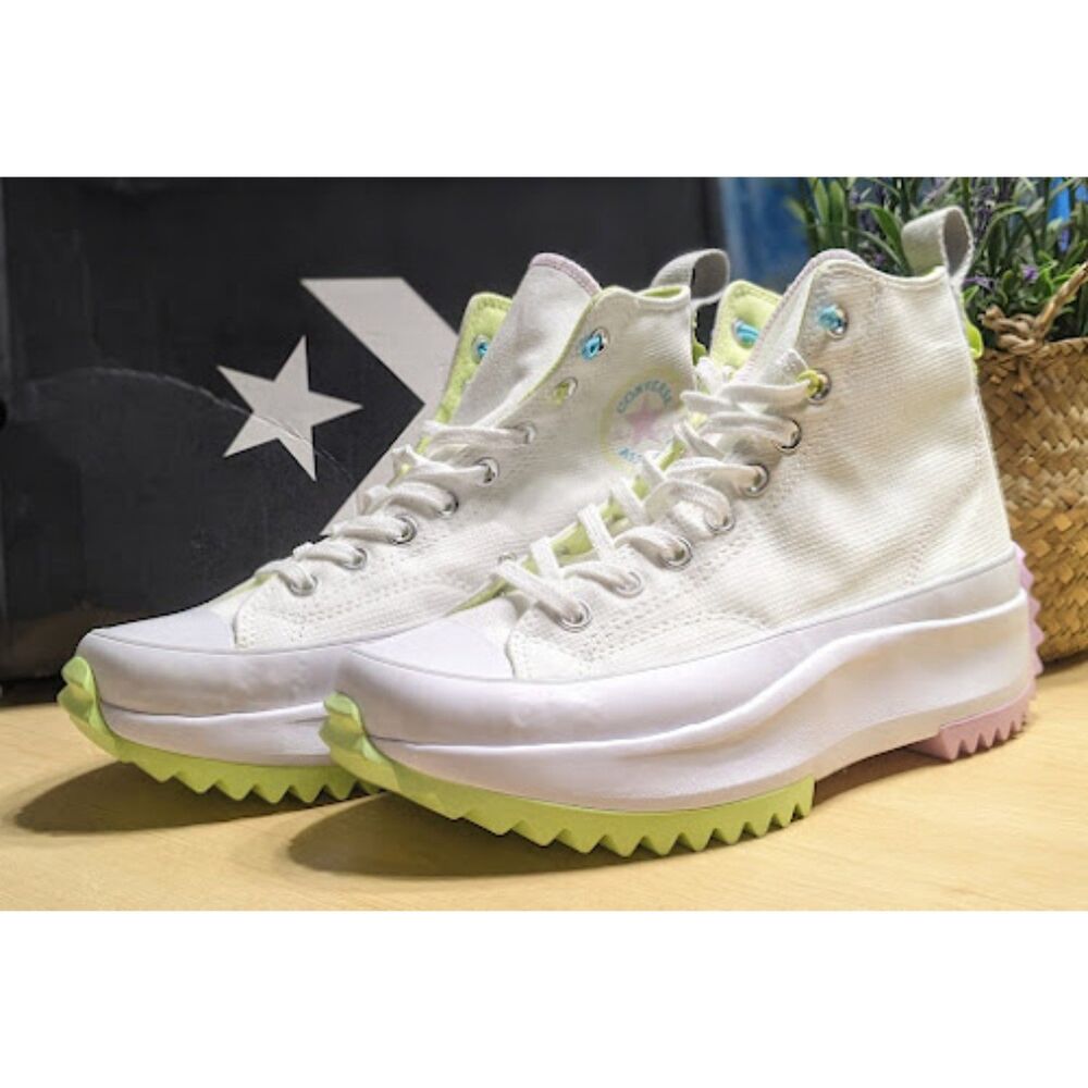 Converse Run Star Hike White Pink Green Platform Sneakers Unisex W9.5 M8 NIB